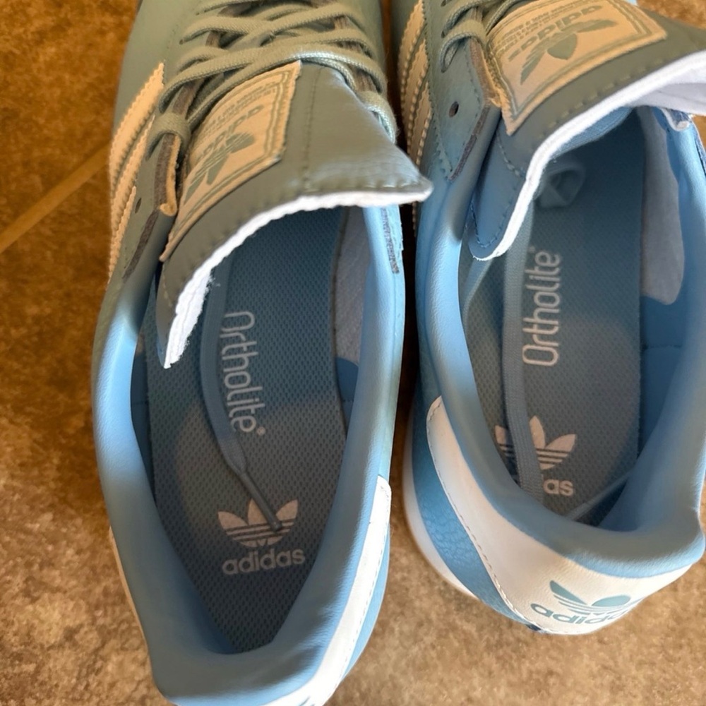 Adidas Men’s Light Blue Sneakers with White Stripes - Picture 5 of 6